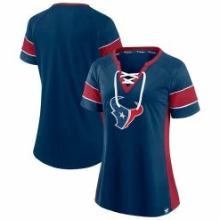 Brand new ⌛ Women's Fanatics Branded Navy/Red Houston Texans Team Draft Me Lace-Up Raglan T-Shirt 🎁