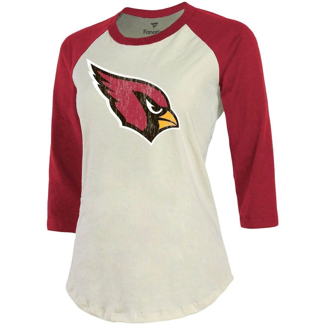 Cheapest π Women's Majestic Threads DeAndre Hopkins Cream/Cardinal Arizona Cardinals Player Raglan Name & Number 3/4-Sleeve T-Shirt π - Image 3
