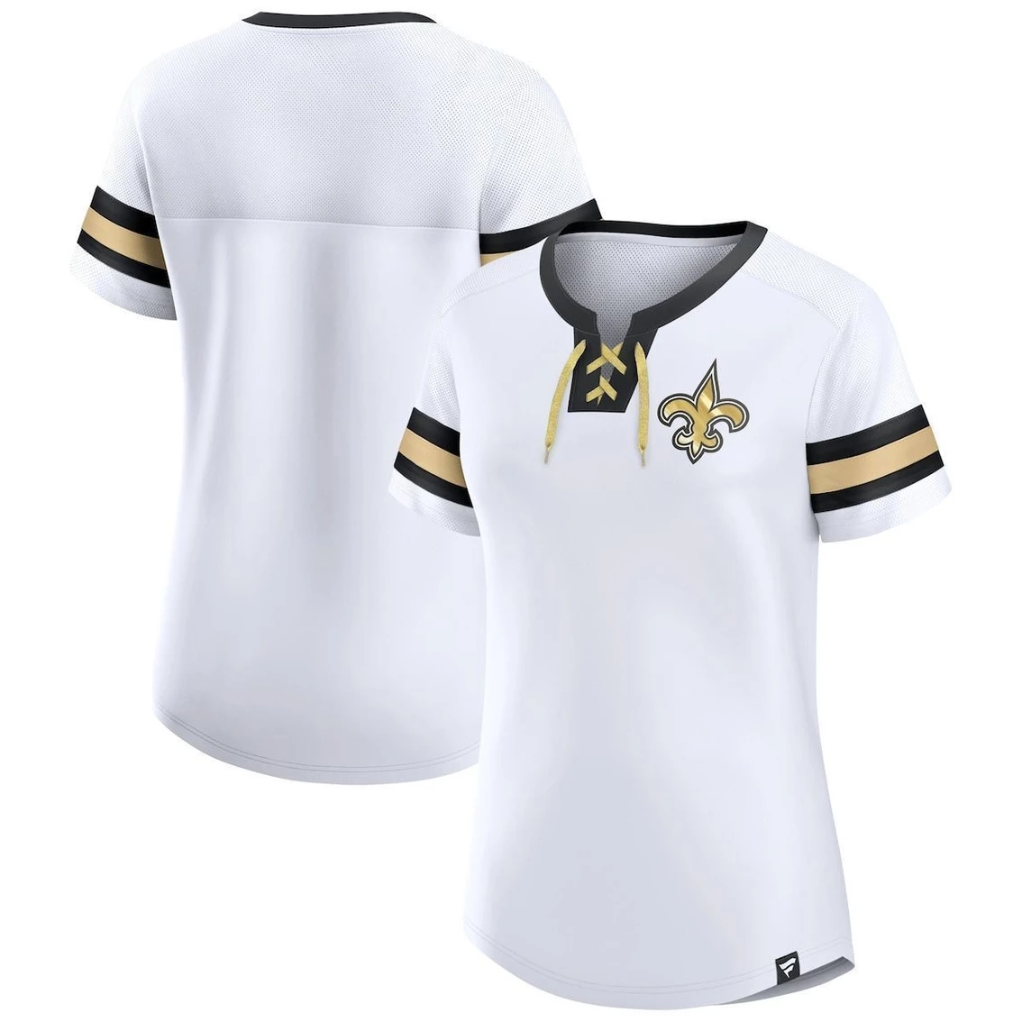 Wholesale β Women's Fanatics Branded White New Orleans Saints Sunday Best Lace-Up T-Shirt β€οΈ