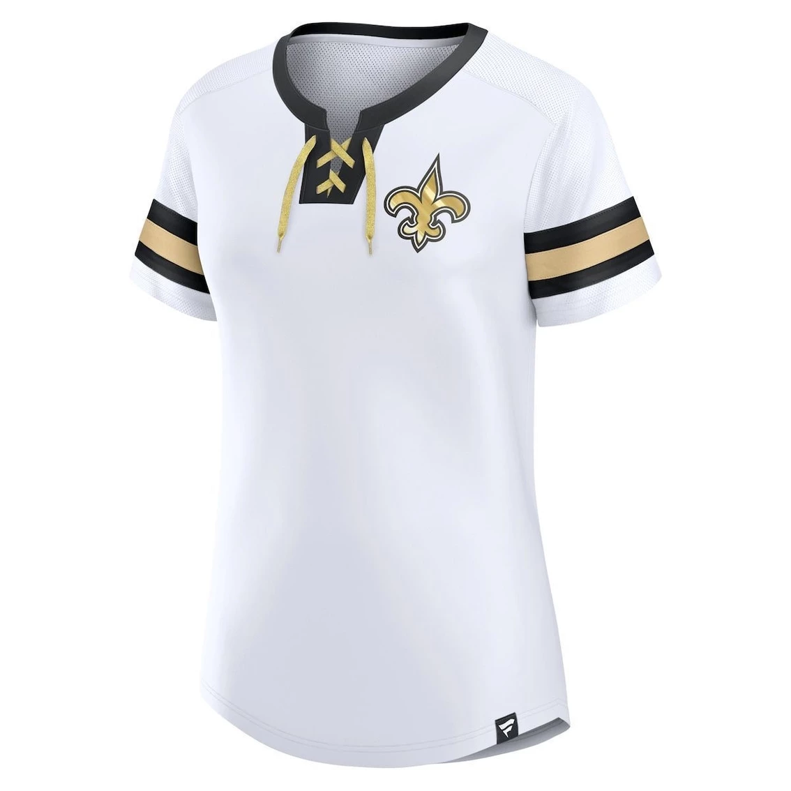 Wholesale β Women's Fanatics Branded White New Orleans Saints Sunday Best Lace-Up T-Shirt β€οΈ - Image 3