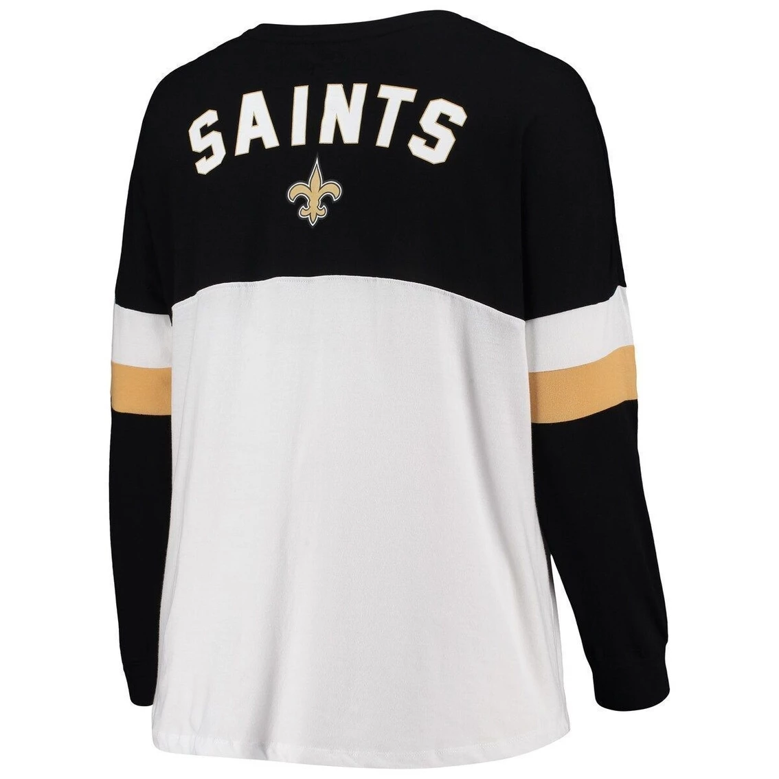 Outlet π― Women's New Era White/Black New Orleans Saints Plus Size Athletic Varsity Lace-Up V-Neck Long Sleeve T-Shirt β - Image 4