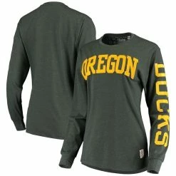 Best Pirce 🎉 Women's Pressbox Green Oregon Ducks Two-Hit Canyon Long Sleeve T-Shirt 🥰