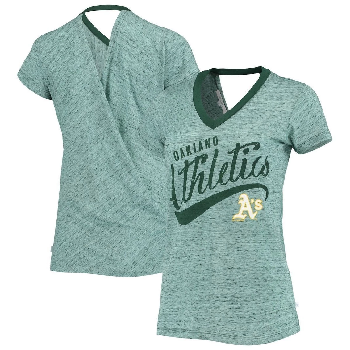Coupon β Women's Touch Green Oakland Athletics Hail Mary Back Wrap Space-Dye V-Neck T-Shirt π―