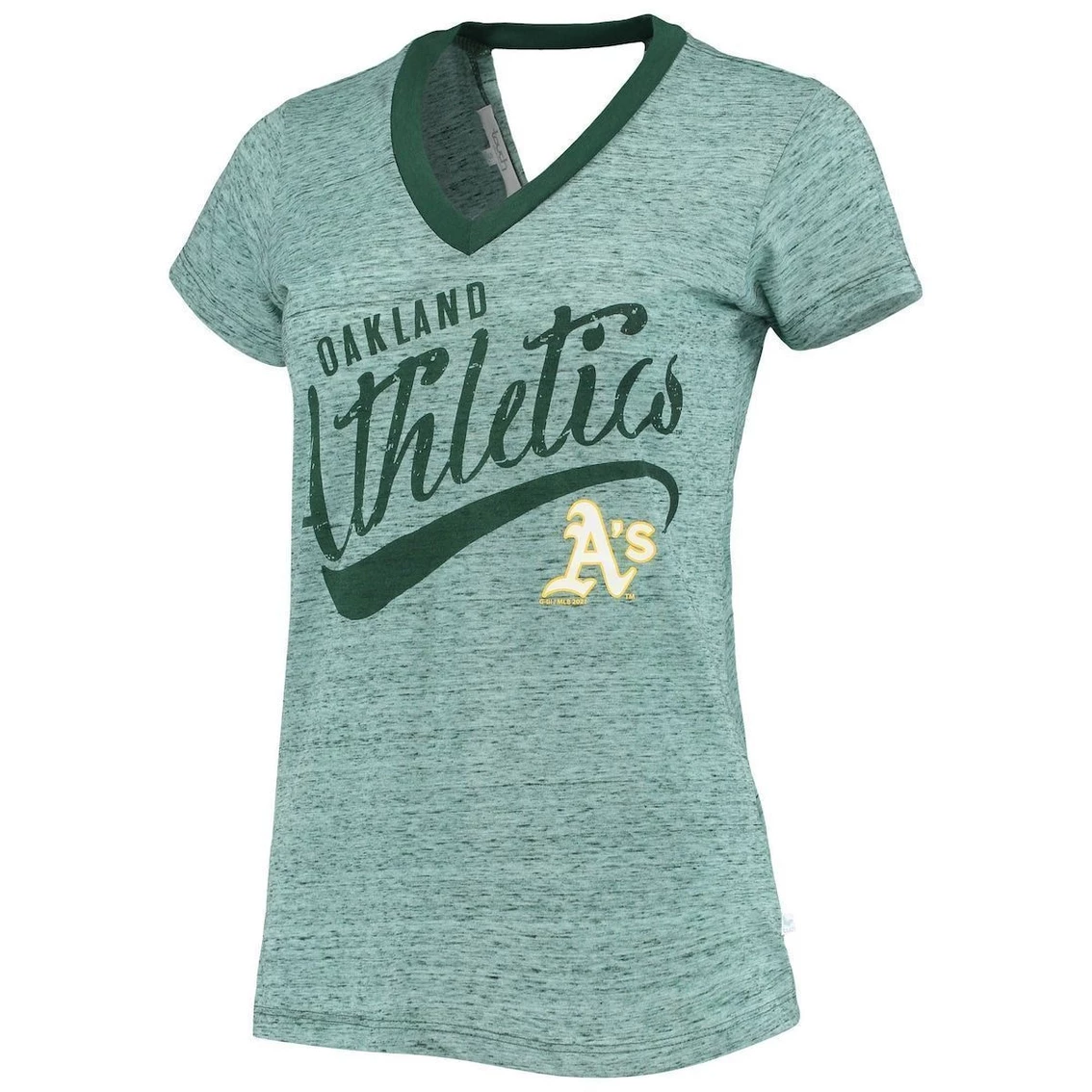 Coupon β Women's Touch Green Oakland Athletics Hail Mary Back Wrap Space-Dye V-Neck T-Shirt π― - Image 3