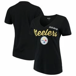 Brand new ⌛ Women's G-III 4Her By Carl Banks Black Pittsburgh Steelers Post Season V-Neck T-Shirt ⭐