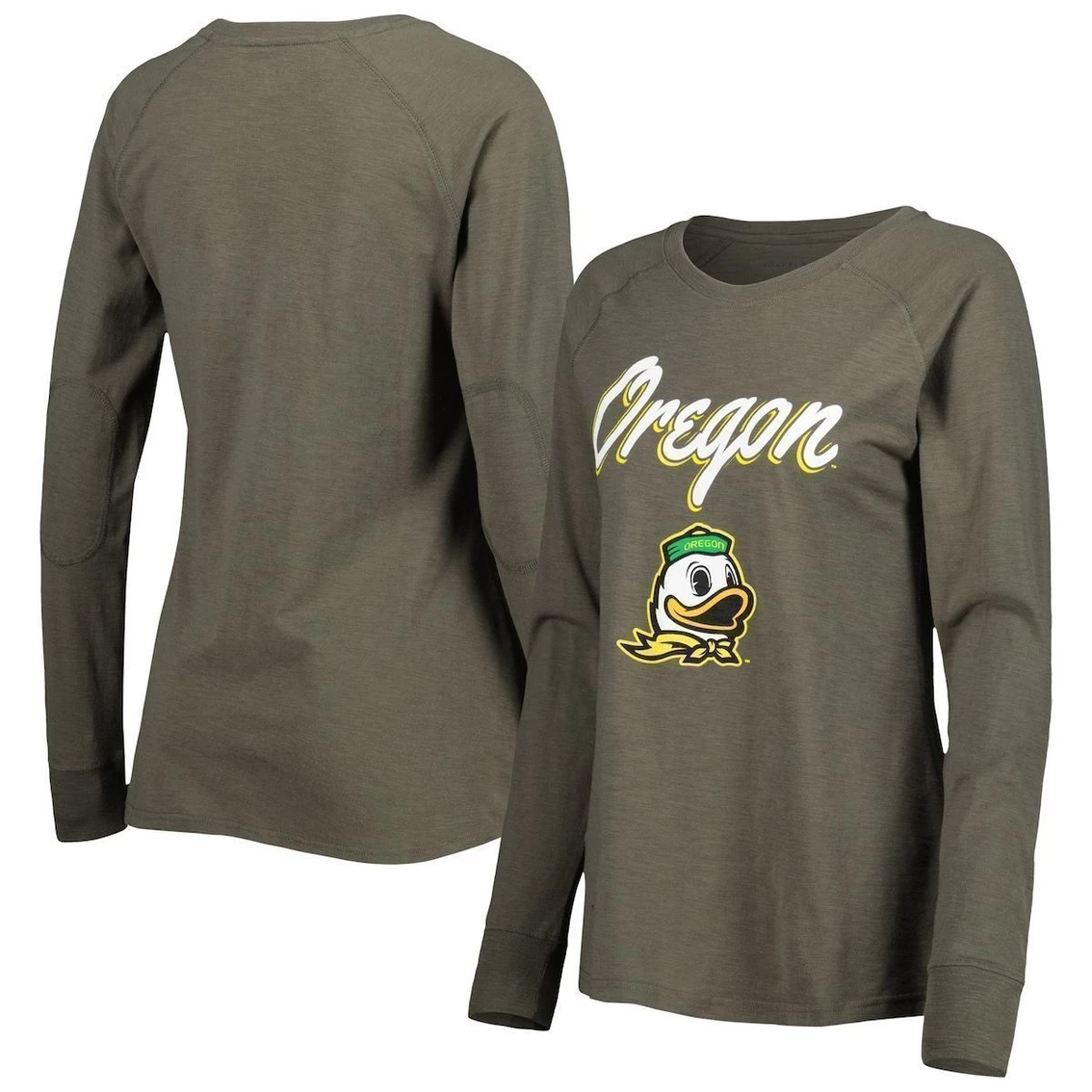 Best deal π Boxercraft π© Women's Olive Oregon Ducks Payton Elbow Patch Slub Raglan Long Sleeve T-Shirt 𧨠- Image 2