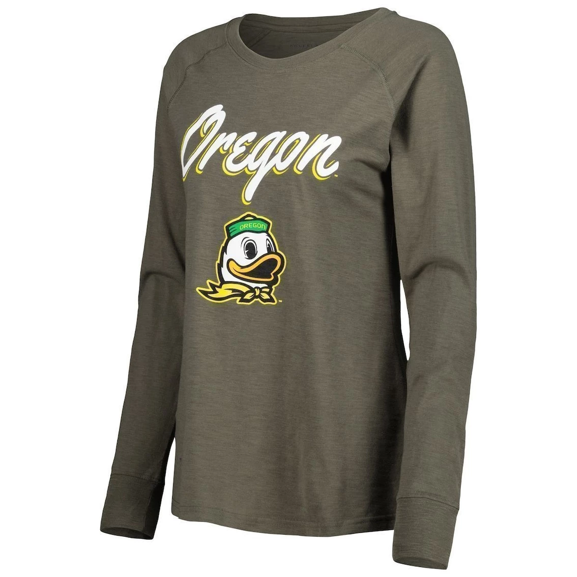 Best deal π Boxercraft π© Women's Olive Oregon Ducks Payton Elbow Patch Slub Raglan Long Sleeve T-Shirt 𧨠- Image 3