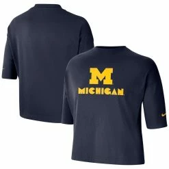 Discount π Women's Nike Navy Michigan Wolverines Crop Performance T-Shirt β