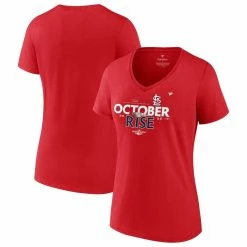 Best Pirce βοΈ Women's Fanatics Branded Red St. Louis Cardinals 2022 Postseason Locker Room V-Neck T-Shirt π