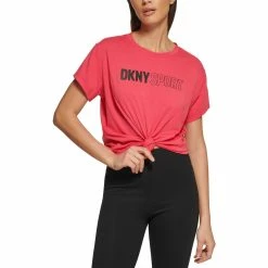 Cheapest ✨ DKNY Sport Outline Logo Boxy Knot Front Tee 🎉