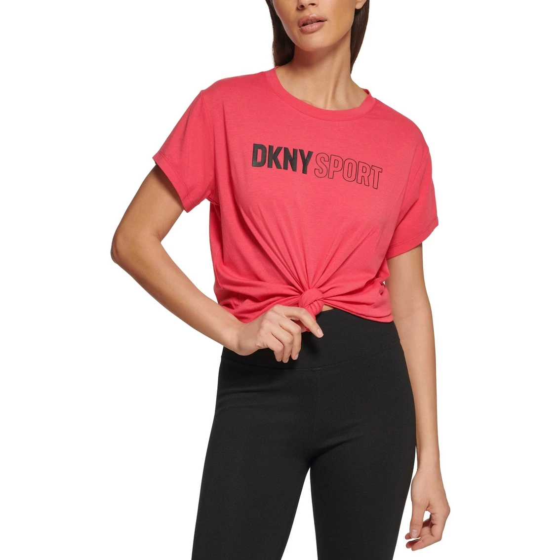 Cheapest β¨ DKNY Sport Outline Logo Boxy Knot Front Tee π
