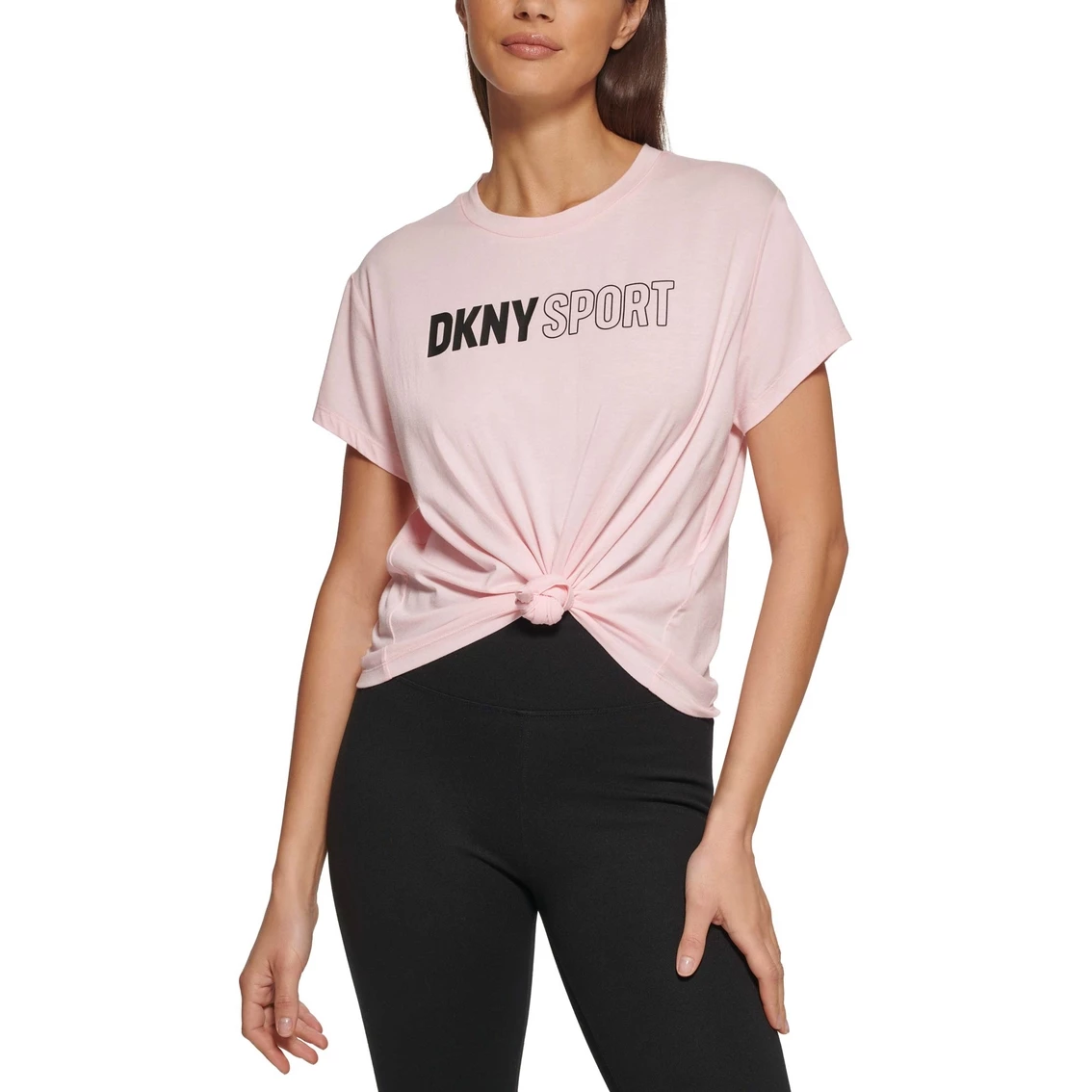 Cheapest β¨ DKNY Sport Outline Logo Boxy Knot Front Tee π - Image 2