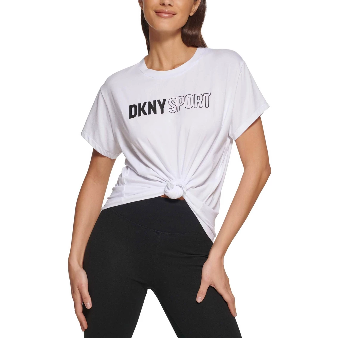 Cheapest β¨ DKNY Sport Outline Logo Boxy Knot Front Tee π - Image 3