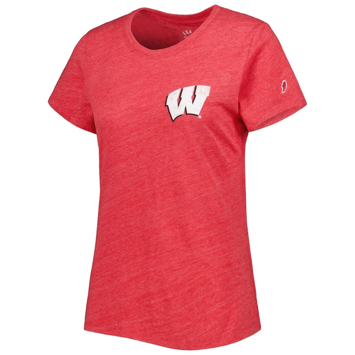Cheap π Women's League Collegiate Wear Heather Red Wisconsin Badgers Intramural Classic 2-Hit Tri-Blend T-Shirt π - Image 3