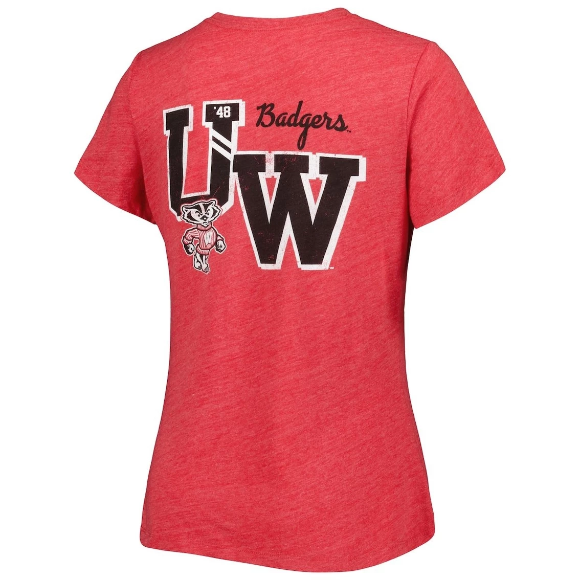 Cheap π Women's League Collegiate Wear Heather Red Wisconsin Badgers Intramural Classic 2-Hit Tri-Blend T-Shirt π - Image 4