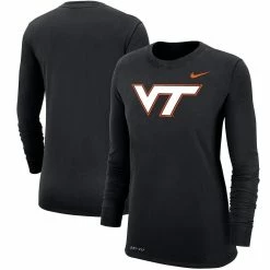 Best Sale π Women's Nike Black Virginia Tech Hokies Logo Performance Long Sleeve T-Shirt π