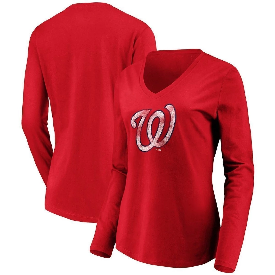 Cheapest π― Women's Fanatics Branded Red Washington Nationals Core Team Long Sleeve V-Neck T-Shirt π - Image 2