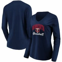 Best deal ✨ Women's Fanatics Branded Navy Minnesota Twins Victory Script V-Neck Long Sleeve T-Shirt ⌛