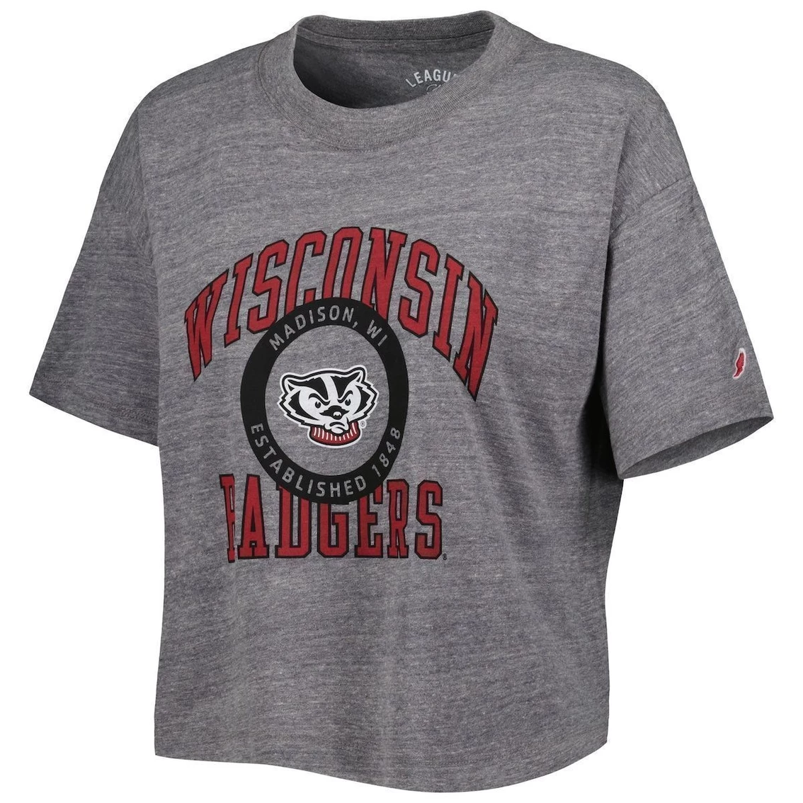 Brand new π― Women's League Collegiate Wear Heather Gray Wisconsin Badgers Intramural Midi Seal Tri-Blend T-Shirt β - Image 3