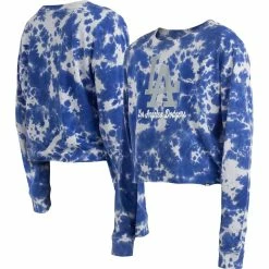 Best deal 𧨠Women's New Era Royal Los Angeles Dodgers Tie-Dye Cropped Long Sleeve T-Shirt π