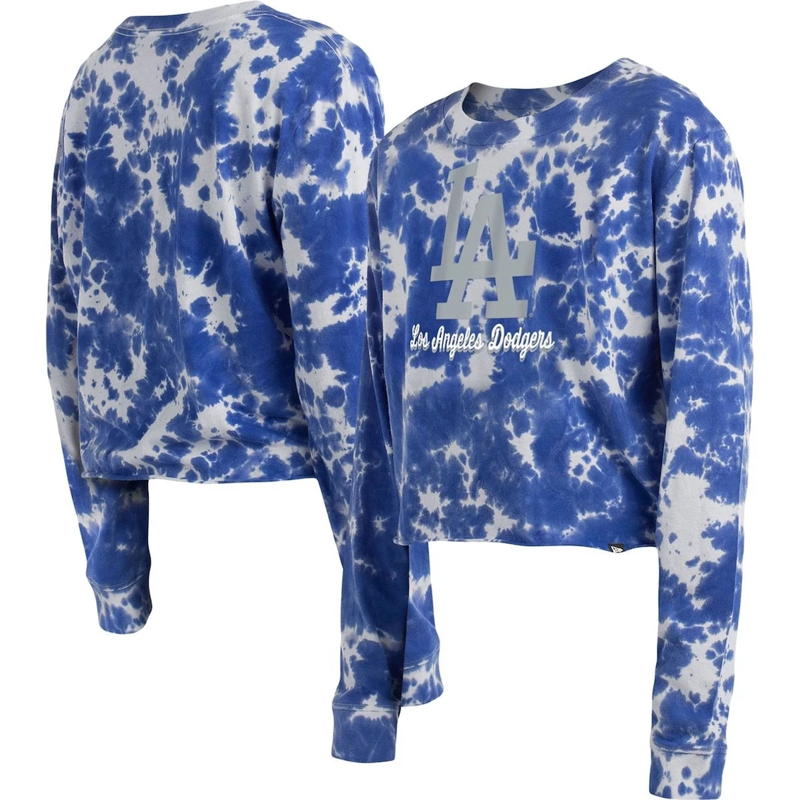 Best deal 𧨠Women's New Era Royal Los Angeles Dodgers Tie-Dye Cropped Long Sleeve T-Shirt π - Image 2
